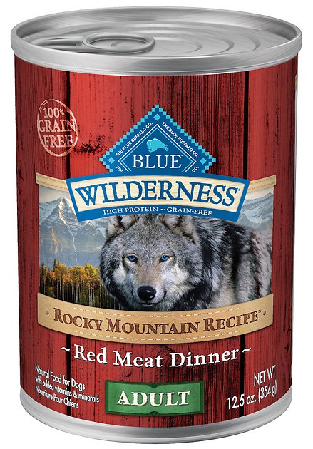 Blue Buffalo Wilderness Rocky Mountain Recipe Red Meat Dinner Adult Grain-Free Canned Dog Food, 12.5-oz, case of 12