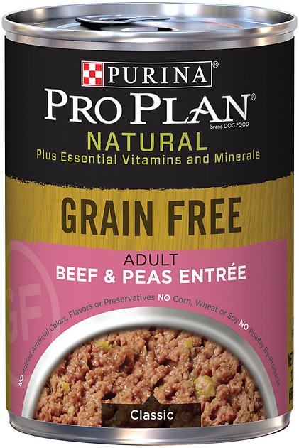 Purina Pro Plan Natural Adult Grain-Free Classic Beef & Peas Entree Canned Dog Food, 13-oz, case of 12