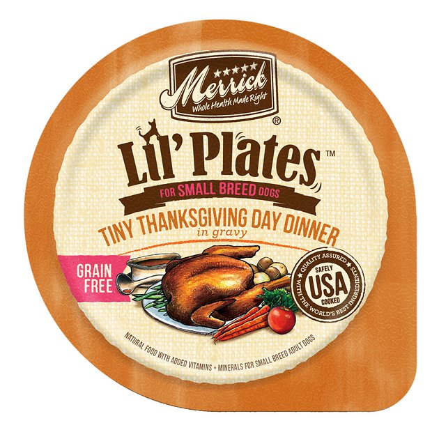 Merrick Lil' Plates Grain-Free Tiny Thanksgiving Day Dinner in Gravy Dog Food Trays, 3.5 oz, case of 12